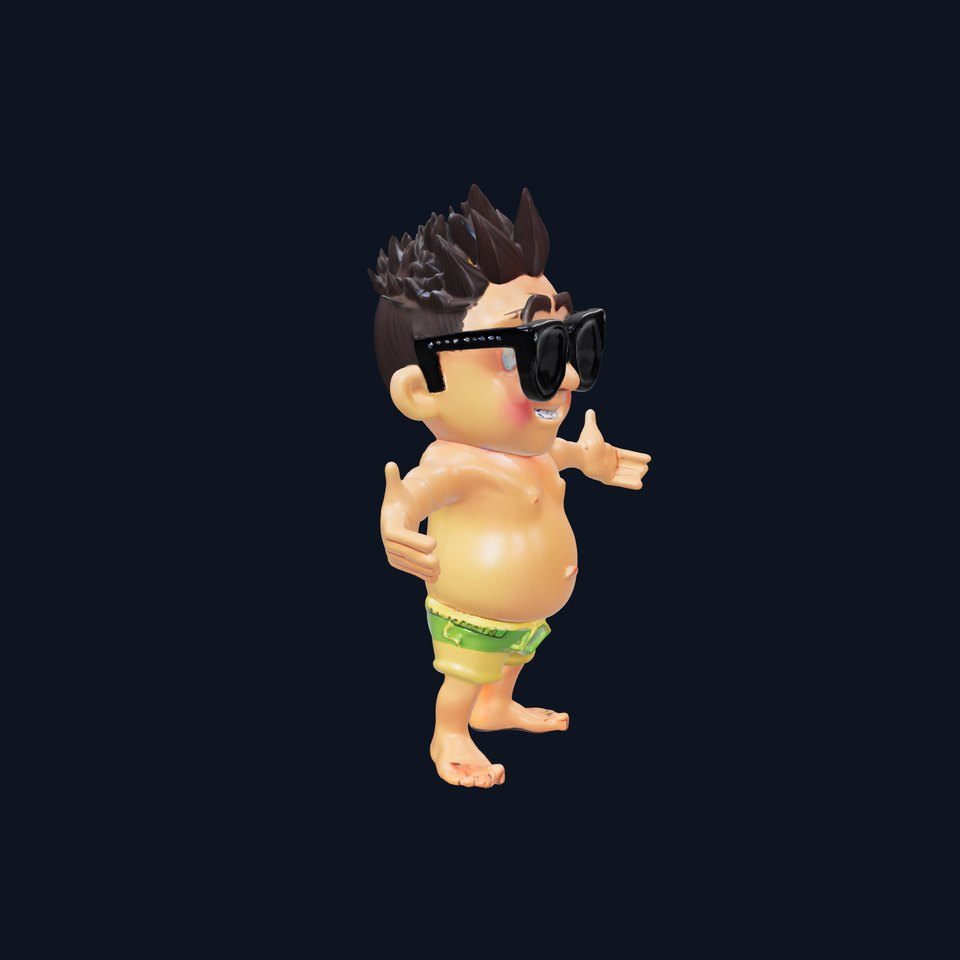 Happy Boy with Sunglasses D Model  Rigged and Animated